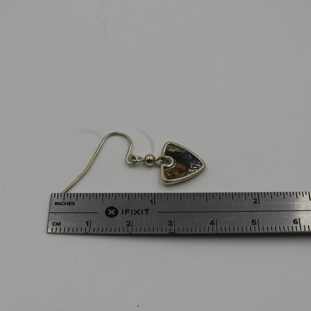 Silver Tone Tiny Abalone Shell Earrings Vintage - image 5